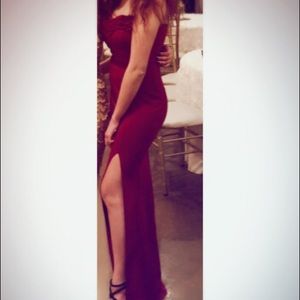 Evening maroon dress.